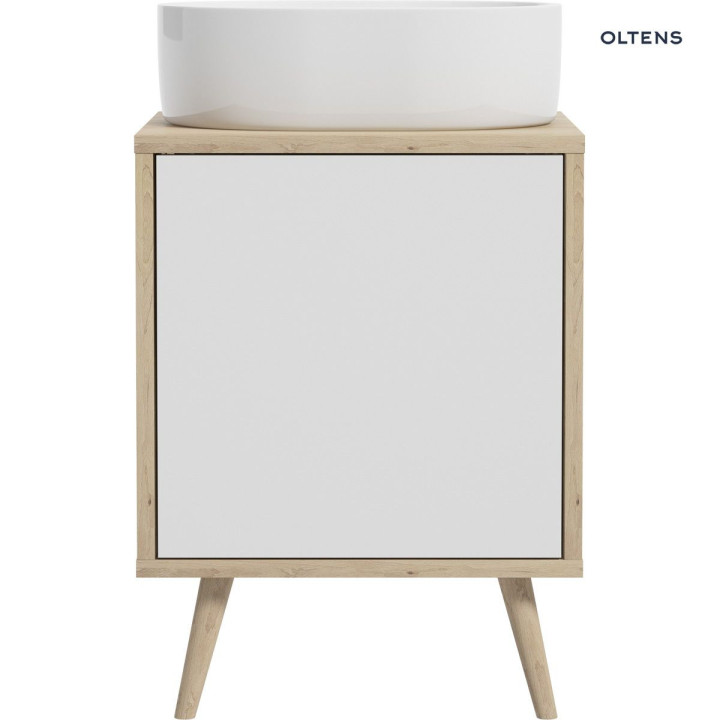 Oltens Hedvig Schrank 50 cm Unterbau- hängend weiß Glanz/Eiche nova 