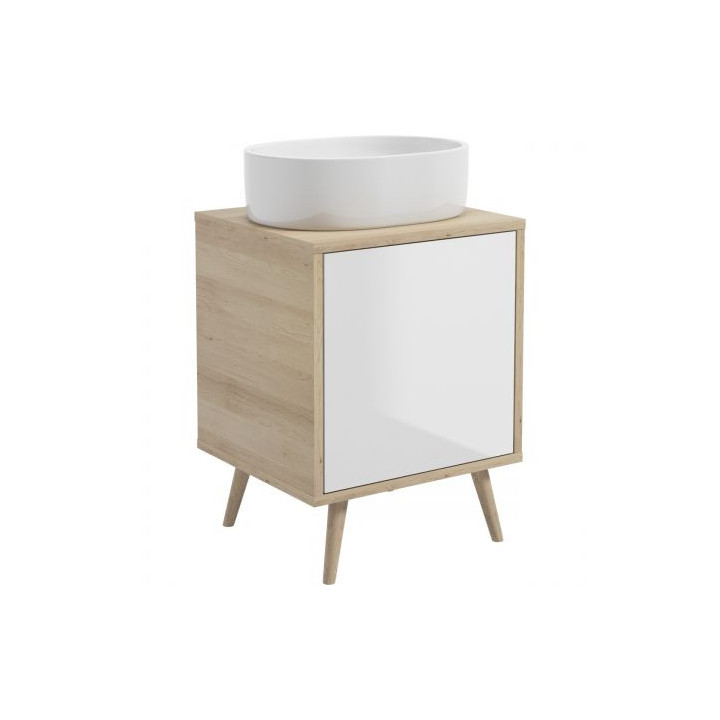 Oltens Hedvig Schrank 50 cm Unterbau- hängend weiß Glanz/Eiche nova 