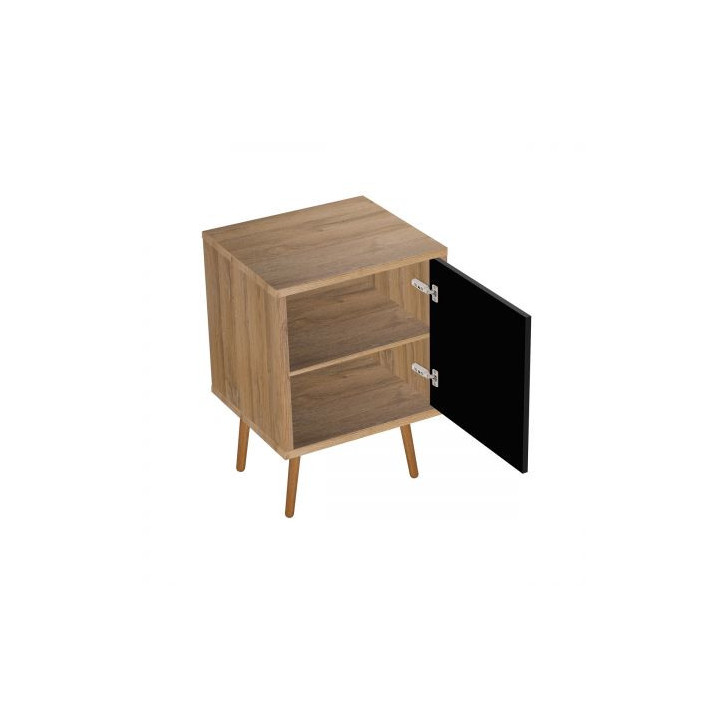 Oltens Hedvig Schrank 50 cm Unterbau- hängend schwarz matt/Eiche natural mit Ablage