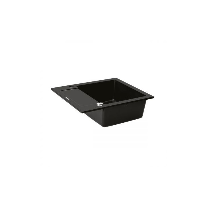 Oltens Gravan zlewozmywak granitowy 1 komorowy z krótkim ociekaczem 62x50cm - schwarz