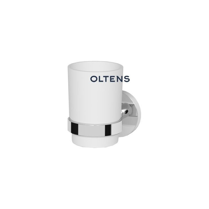 Oltens Gulfoss Glas mit Halter - weiß Keramik/Chrom