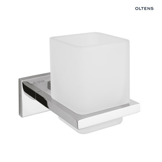 Oltens Gulfoss Glas mit Halter - weiß Keramik/Chrom