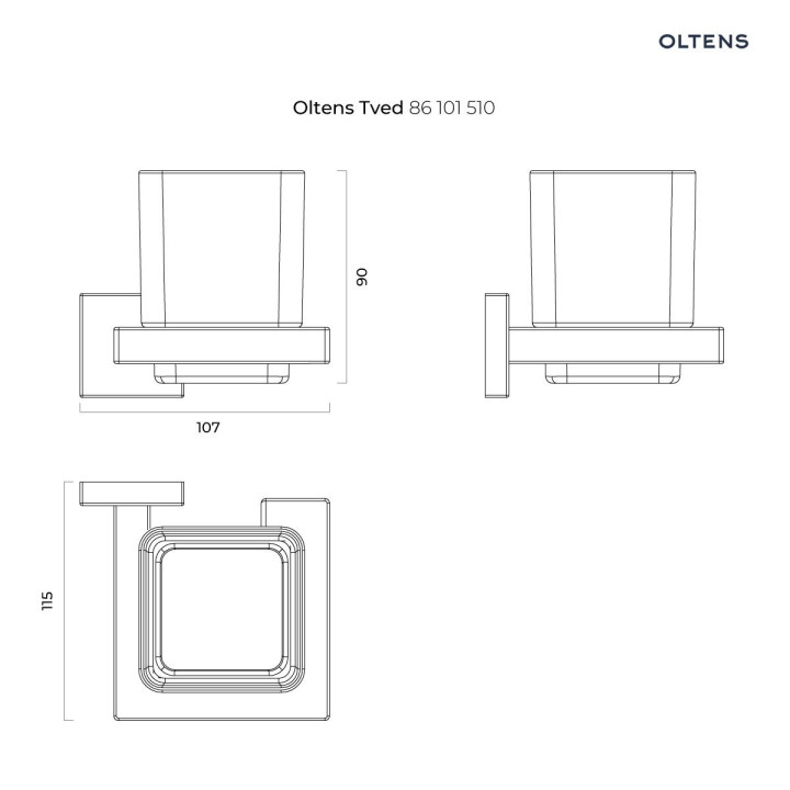 Oltens Gulfoss Glas mit Halter - weiß Keramik/Chrom