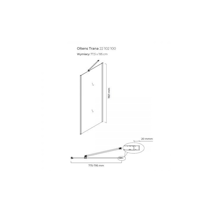 Oltens Fulla Kabine rechteckig 90x120 cm Tür Schiebe-