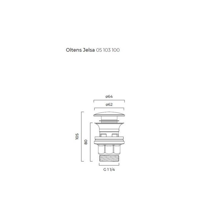 Oltens Halsa (S) korek für den Waschtisch klik klak quadratisch z Überlauf G 1 1/4 - Chrom