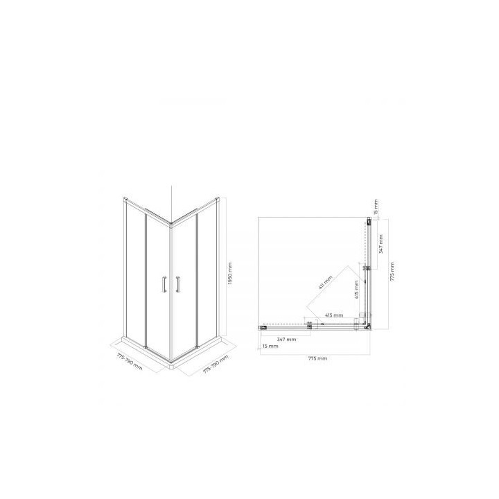 Oltens Breda Duschkabine quadratisch  90x90 cm przesuwna - Chrom