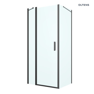Oltens Verdal Duschkabine 80x100 cm rechteckig schwarz matt/Glas transparent Tür mit Wand