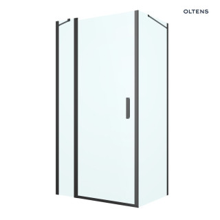 Oltens Verdal Duschkabine 90x100 cm rechteckig schwarz matt/Glas transparent Tür mit Wand