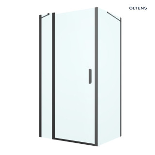 Oltens Verdal Duschkabine 100x80 cm rechteckig schwarz matt/Glas transparent Tür mit Wand