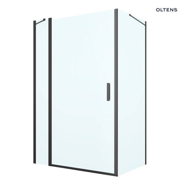 Oltens Verdal Duschkabine 120x80 cm rechteckig schwarz matt/Glas transparent Tür mit Wand