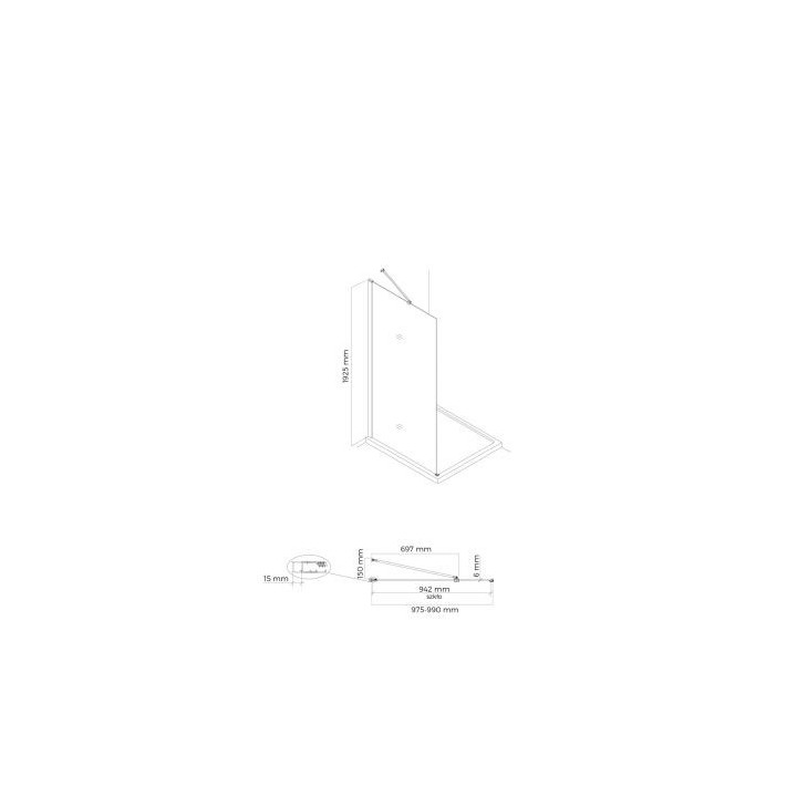 Oltens Rinnan Duschkabine 90x90 cm quadratisch schwarz matt/Glas transparent Tür mit Wand