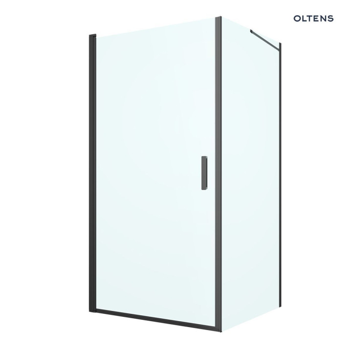 Oltens Rinnan Duschkabine 100x90 cm protokątna schwarz matt/Glas transparent Tür mit Wand 