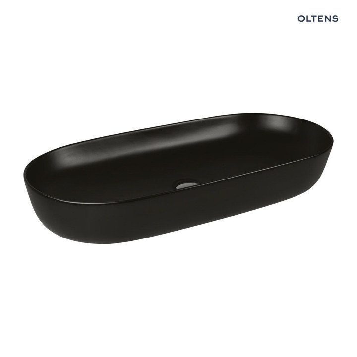 Oltens Hamnes Thin Aufsatzwaschtisch oval 60,5 x 41,5 cm - schwarz matt