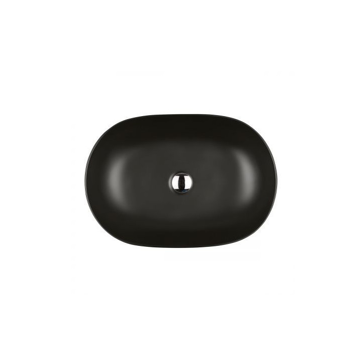 Oltens Hamnes Thin Aufsatzwaschtisch oval 49,5 x 35,5 cm schwarz matt  mit Schicht Oltens SmartClean