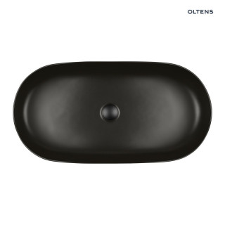 Oltens Hamnes Thin Aufsatzwaschtisch oval 60,5 x 41,5 cm schwarz matt  mit Schicht Oltens SmartClean