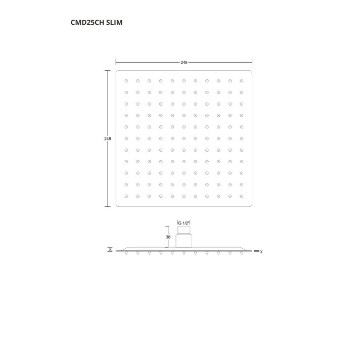 Kopfbrause Brause- Corsan stalowa schwarz quadratisch 25 cm