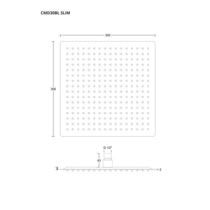 Kopfbrause Brause- Corsan stalowa schwarz quadratisch 25 cm