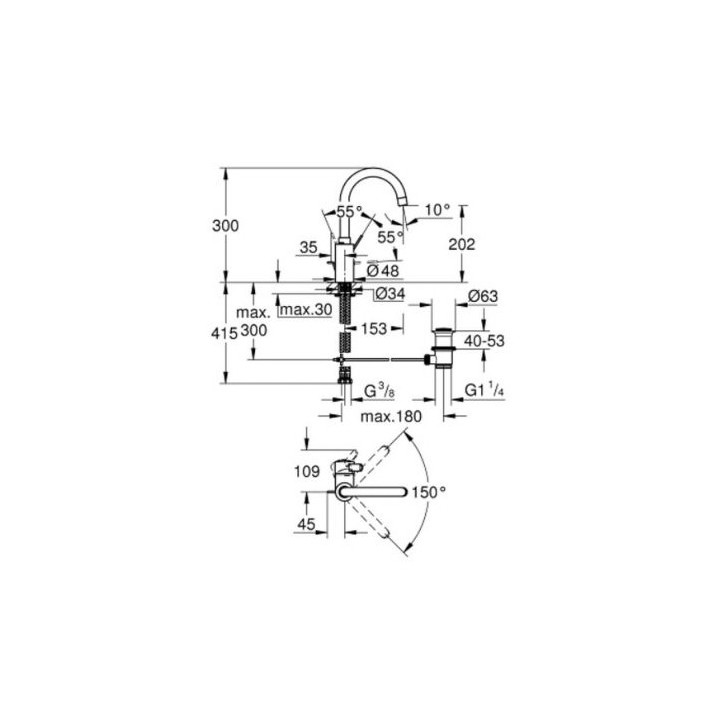 Grohe Eurosmart Cosmopolitan Waschtischarmatur Chrom 