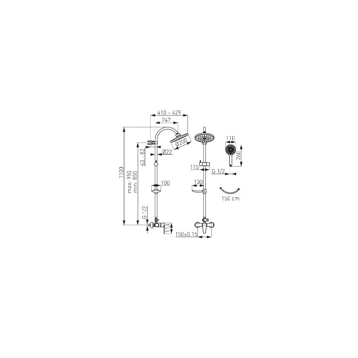 Dusch-set mit Armatur Ferro ALGEO