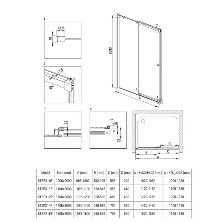 Tür Dusch- Deante systemu Kerria Plus 100 cm, Falt-, Glas transparent mit Schicht Active Cover, profil Chrom