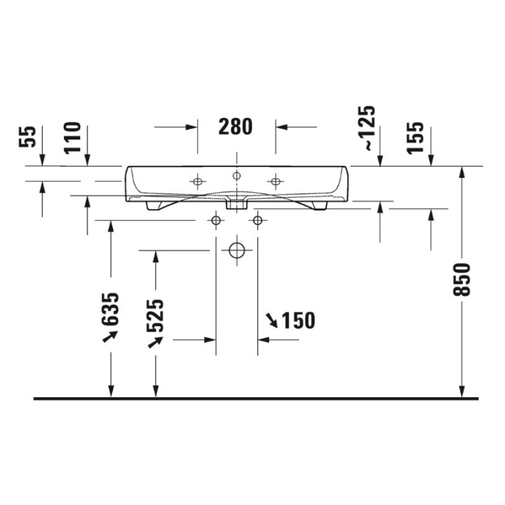 Waschtisch geschliffen 60x47cm, Duravit Qatego - Weiß glänzend (HyG)