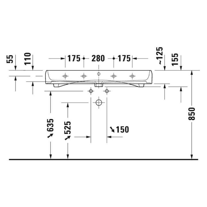 Waschtisch geschliffen 80x47cm, Duravit Qatego - Weiß glänzend (HyG)