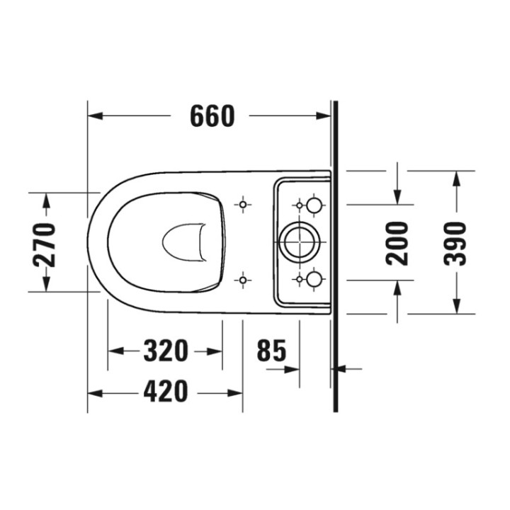 Becken Toiletten- stehend, 39x60cm, Duravit Qatego Rimless® (HyG)