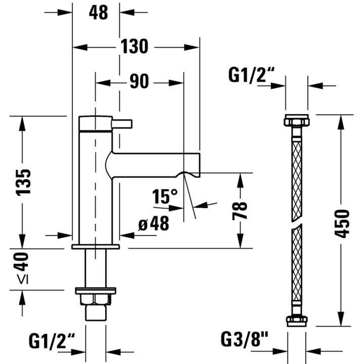 Mit 3 Anschlüssen Waschtischarmatur, Duravit Circle - Chrom glänzend
