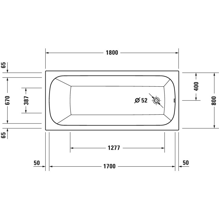 Badewanne mit Hydromassage 170x75cm, Duravit Qatego, Combi-System L - Weiß