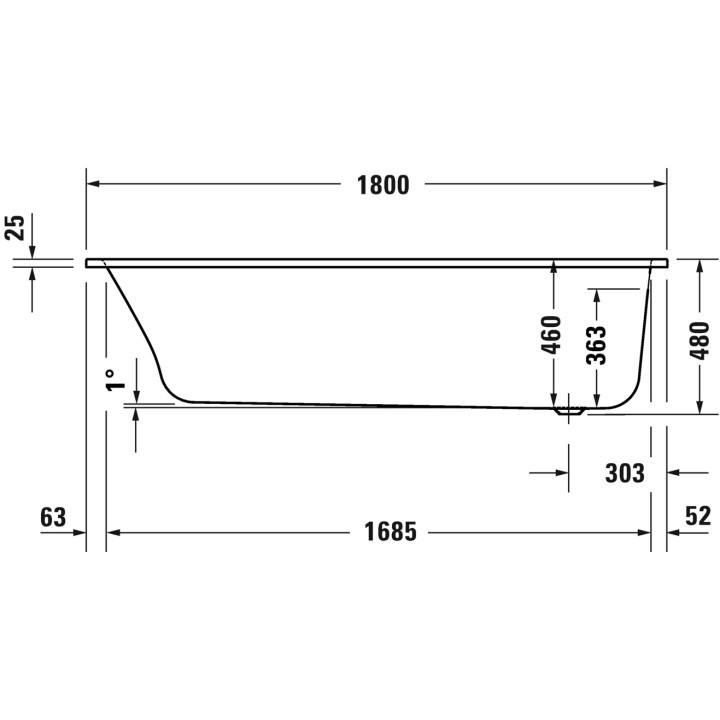 Badewanne mit Hydromassage 180x80cm, Duravit Qatego, Jet-System - Weiß