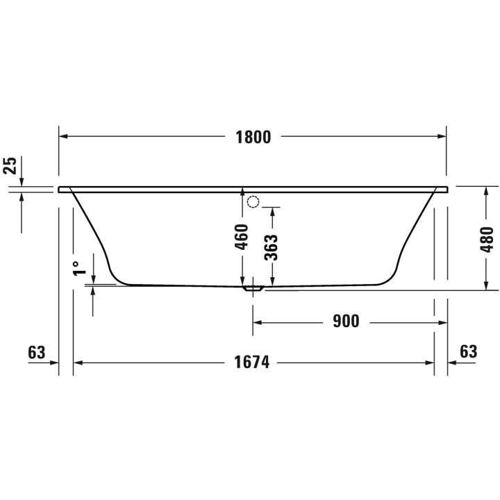 Badewanne 180x80cm, Duravit Qatego - Weiß
