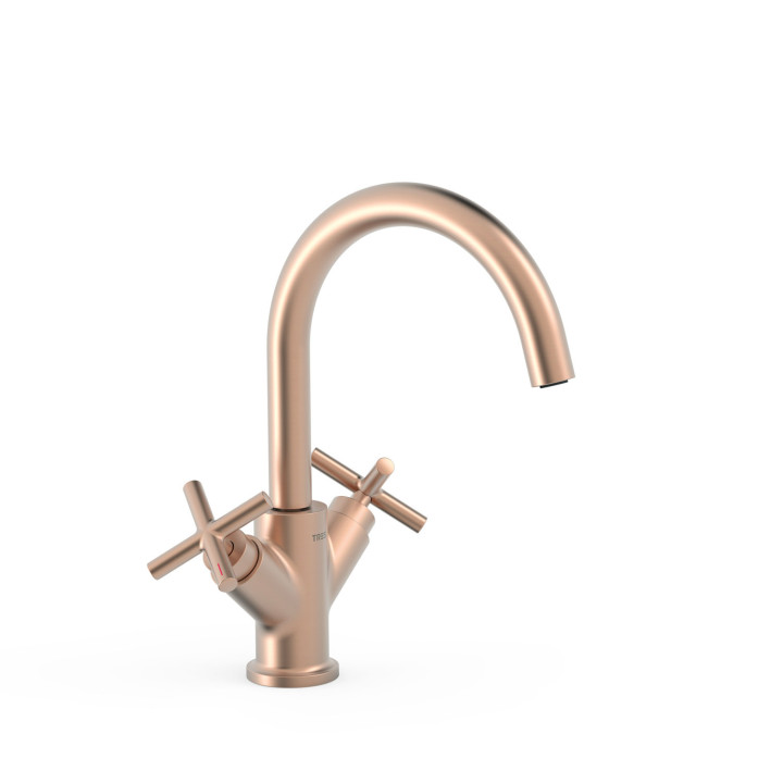  Armatur mit zwei Haltern hoch Waschtisch-, TRES MONTBLANC - 24-K Gold Matowe