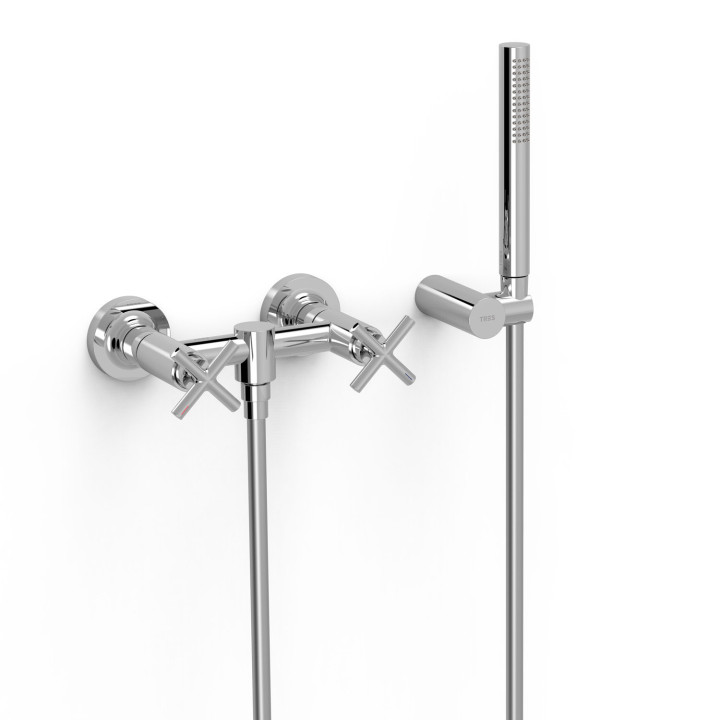Armatur mit zwei Haltern für Bidet, TRES MONTBLANC - 24-K Matowe różowe Gold