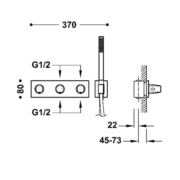 Thermostat-unterputzarmatur 4-drożna, TRES B-SYSTEM - Chrom 