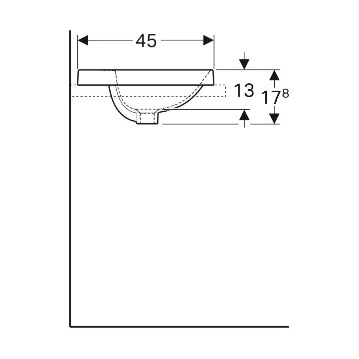 Einbauwaschtisch 55x45cm, Geberit VariForm - Weiß / KeraTect 