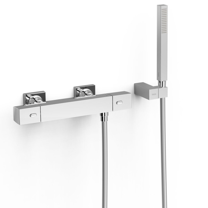 Thermostat-armatur zur wandmontage Dusch-, TRES OVER-WALL - Chrom 