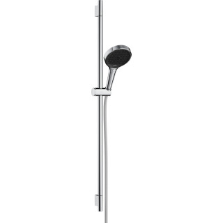 Dusch-set 130 3jet mit Stange S Puro 90 cm PushSlider i tekstylnym wężem Dusch- Designflex 160 cm, Hansgrohe Rainfinity -  Chrom