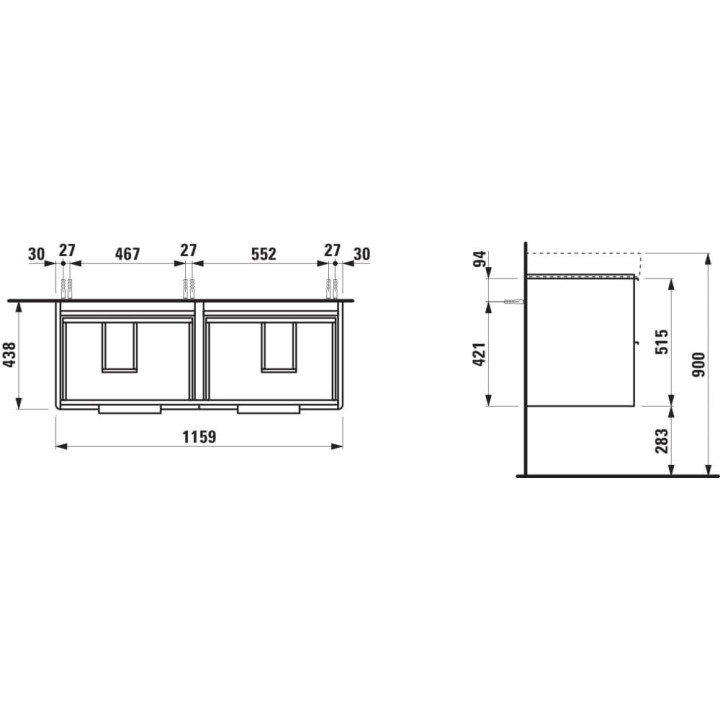 Schrank Unterbau- Laufen BASE 47x53x26,5, Scharnier von links strony - weiß