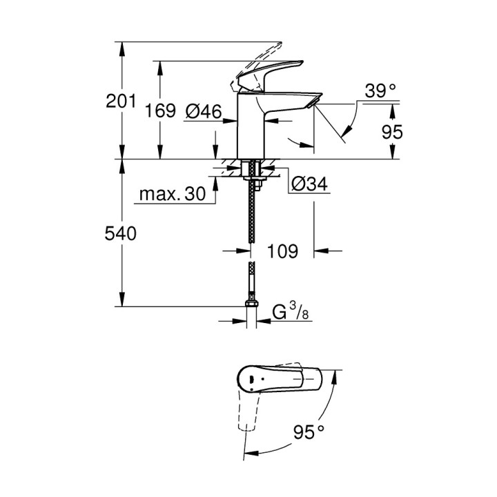 Bateriaa Waschtisch- rozmiar S, GROHE EUROSMART - Chrom