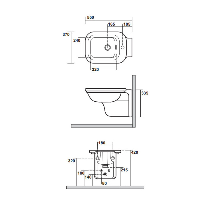 Bidet hängend, KERASAN WALDROF - Weiß/Bronzo