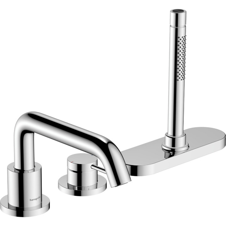Mit 3 Anschlüssen, Einhebel- Armatur für den Wannenrand z sBox, Außenelement, Hansgrohe Tecturis S - Chrom