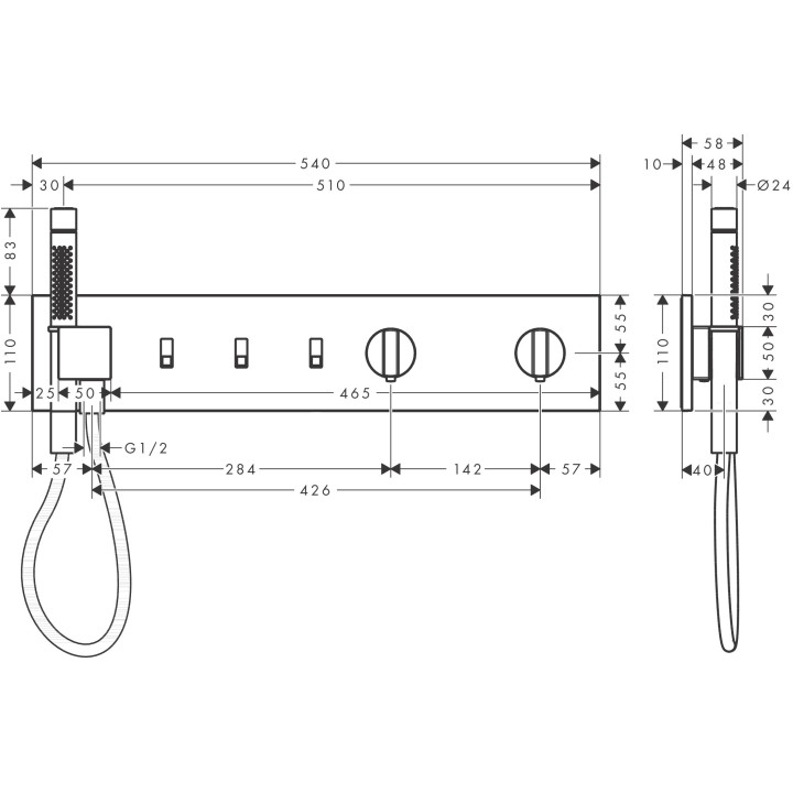 Modul thermostatisch 540/110, Unterputz do 3 odbiorników, AXOR ShowerComposition - Chrom 
