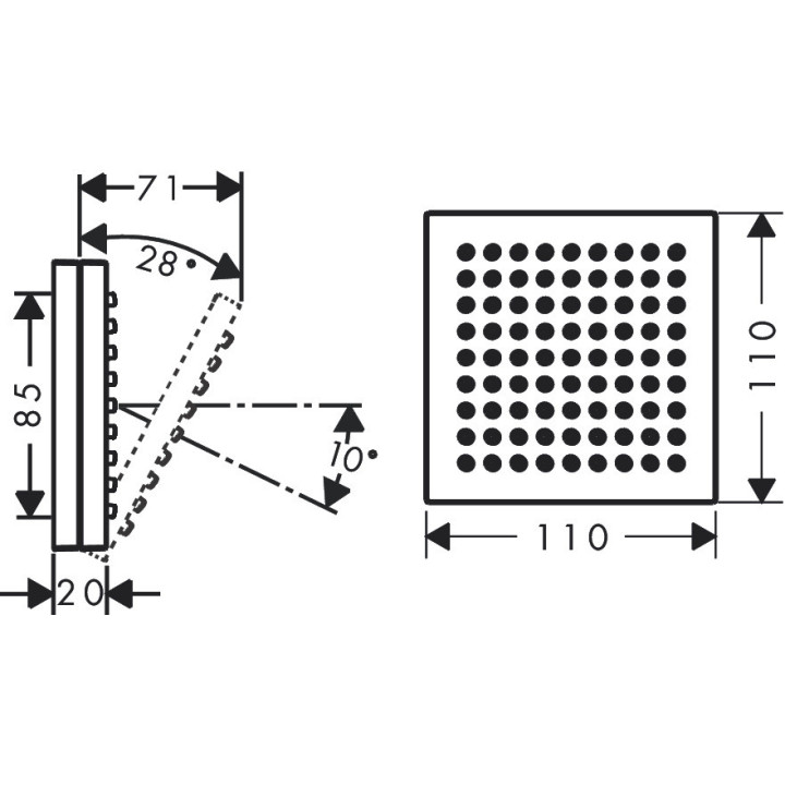 Dusche na ramiona 110/110 1jet,  AXOR ShowerComposition - Chrom 