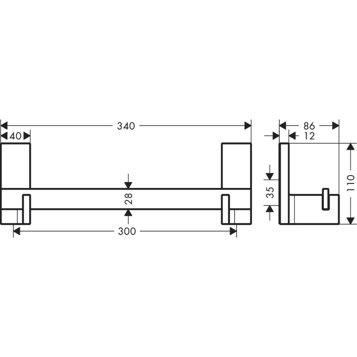 Halter, AXOR Universal Rectangular - Schwarz Chrom Szczotkowany