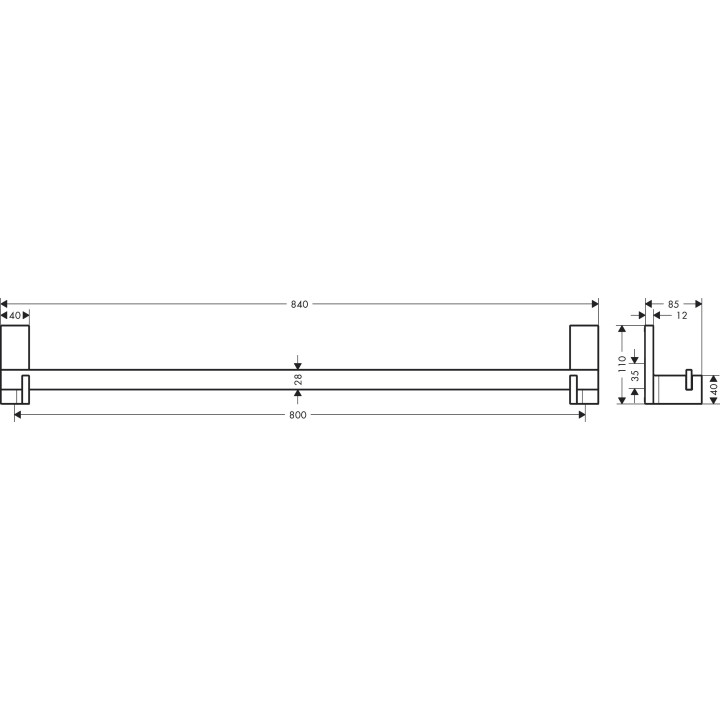 Halter für das Badetuch 800 mm, AXOR Universal Rectangular - Brąz Szczotkowany