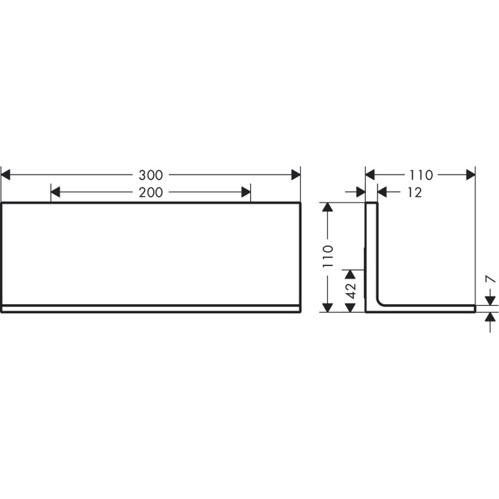 Ablage 300 mm, AXOR Universal Rectangular - Schwarz Matt