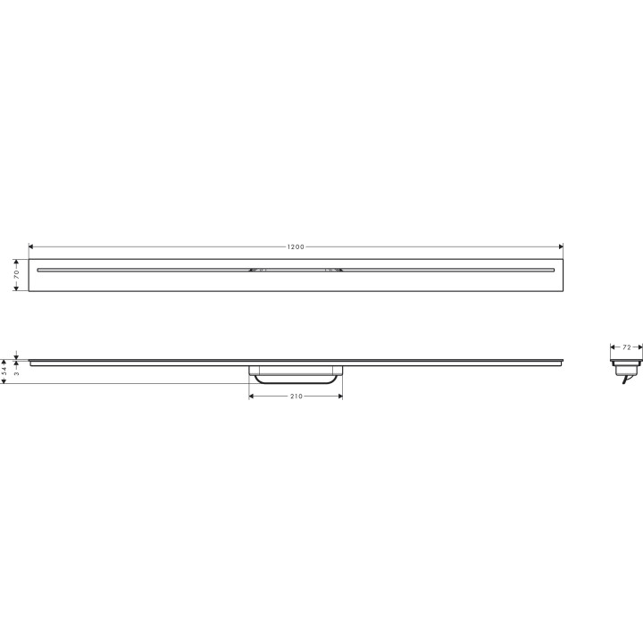 Außenelement odpływu liniowego 1200, AXOR Drain - Schwarz Matt