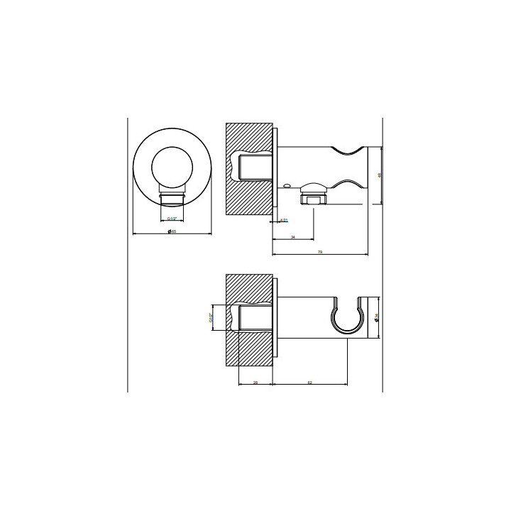 Halter prysznicowy z przyłączem do wody 1/2", Gessi Shower316 - 708 Miedź szczotkowana PVD 