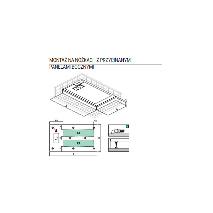 Duschwanne 150x80cm, Novellini Novosolid - Schwarz 