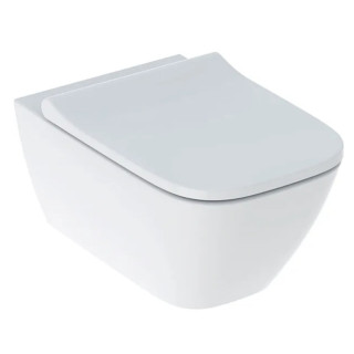 Set wiszącej miski WC, Tiefspül-, ukryte mocowania, Rimfree, mit Sitz WC-, mit Deckel przykrywającą Sitz, Geberit Smyle Square -